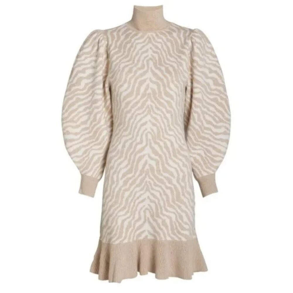 Ulla Johnson Joni Zebra Knit Merino Wool Sweater Dress